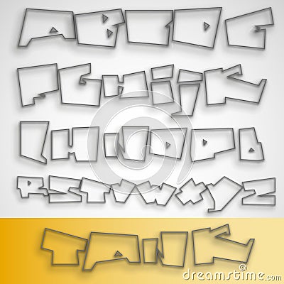 3D Graffiti font alphabet Vector Illustration