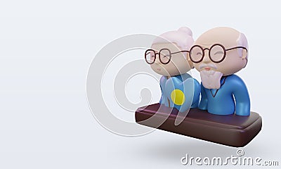 3d grandparents love Palau flag rendering right view Stock Photo