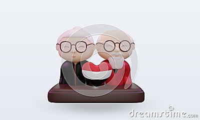 3d grandparents love Yemen flag rendering front view Stock Photo