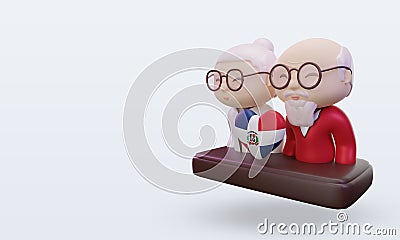 3d grandparents love Dominican Republic flag rendering right view Stock Photo
