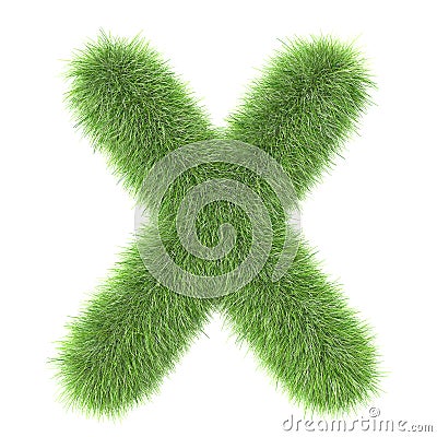 3d Grass creative cartoon nature decorative letter X Stock Photo