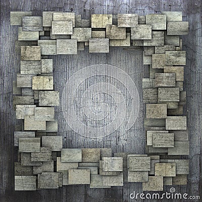 3d gray square tile grunge pattern on gray grungy wall Stock Photo