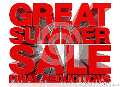 3D GREAT SUMMER SALE FINAL REDUCTIONS word on white background 3d rendering Stock Photo