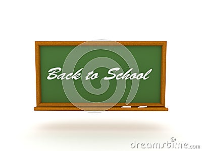 3D green chalk board with back to school written on it Stock Photo