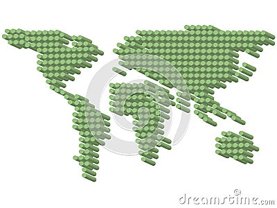 3D green dots earth Vector Illustration