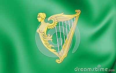 Green Harp Flag of Ireland. 3D Illustration Stock Photo