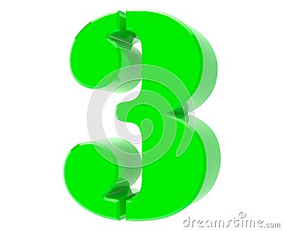 3d green number 3 EXPLANATION word isolated on white background 3d renderingon white background 3d rendering Stock Photo