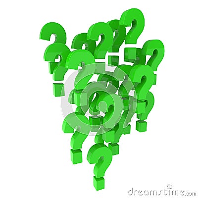 3d Green question marks Stock Photo