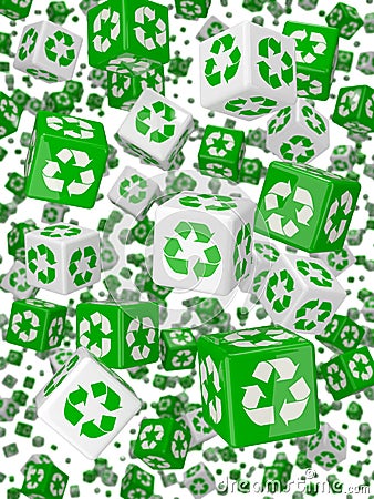 3d Green recycle dice Stock Photo