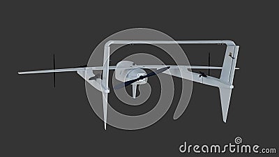 3D Grey Realistic Unmanned Aerial Vehicle Drone. Isolated on grey background. 3D rendering Stock Photo