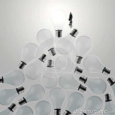 3d growing light bulb standing out from the unlit Stock Photo