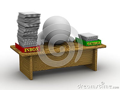 3D Man with Full Inbox Stock Photo