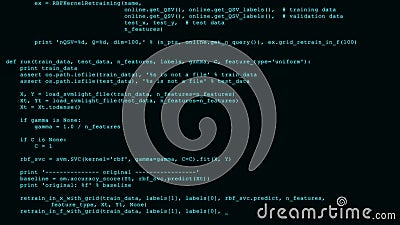 3D Hacking code data flow stream on black. Screen with typing coding symbols Stock Photo