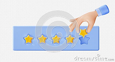 3D hand adding golden rating star, png icon Vector Illustration