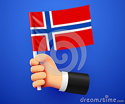 3d hand holding Norway National flag Vector Illustration