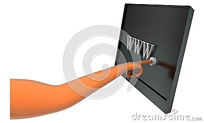 3d hands clicking www. text on monitor screen concept Stock Photo