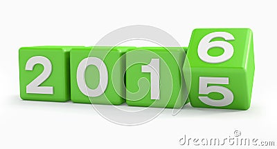 3d - happy new year 2016 - green Stock Photo