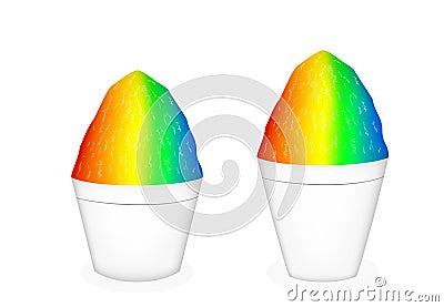 3D Hawaiian Shave Ice on white bowl, vector Vector Illustration