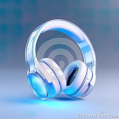 3D headset icon illustration, isolated against a solid color background, represents the world of audio Cartoon Illustration