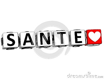 3D Health In French Language Button Click Here Block Text Stock Photo