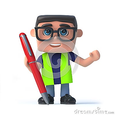 3d Health and safety worker has a pen available Stock Photo