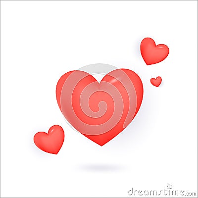 3D Heart icon vector 10 eps design. Like and Heart icon. Upvote likes button. Social nets red heart web buttons isolated Vector Illustration