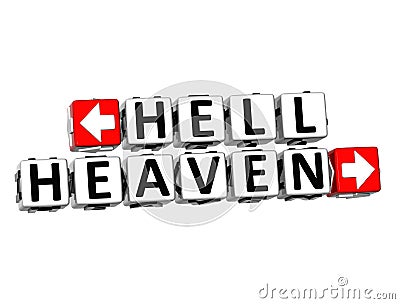 3D Heaven Hell Button Click Here Block Text Stock Photo