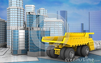 3d of heavy truck Cartoon Illustration