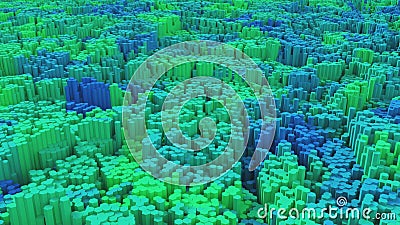 3D Hexagon Landscape Stock Photo