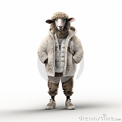 3d High-quality Fashion Oud Bruin Sheep On White Background Stock Photo