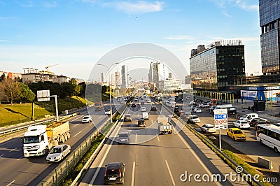 D100 Highway Turkey Istanbul Maltepe Esenkent, traffic is not intensive Editorial Stock Photo