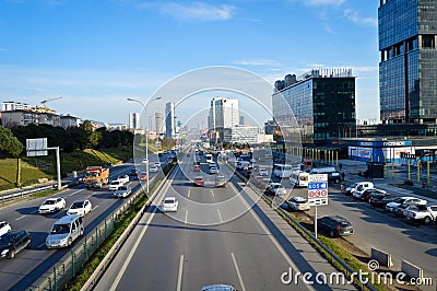 D100 Highway Turkey Istanbul Maltepe Esenkent, traffic is not intensive Editorial Stock Photo