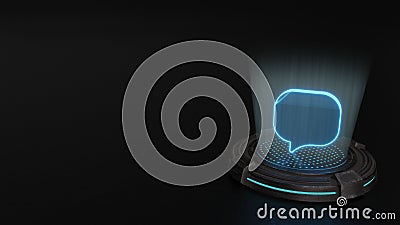 3d hologram symbol of rounded chat bubble icon render Stock Photo