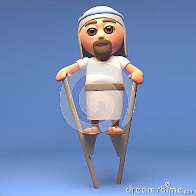 3d Holy Jesus Christ the saviour on stilts Cartoon Illustration