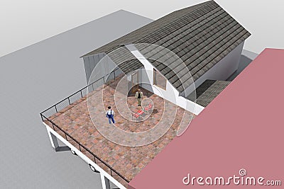 3d house and park design exterior Stock Photo