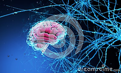 3D human brain Cartoon Illustration