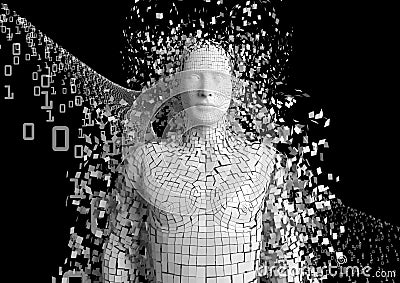 3d human made of binary code and pieces Stock Photo