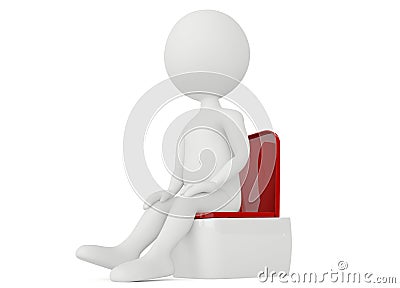 3d humanoid character sitting on a toilet Stock Photo