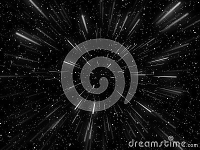 3D hyperspace background with warp tunnel effect Stock Photo