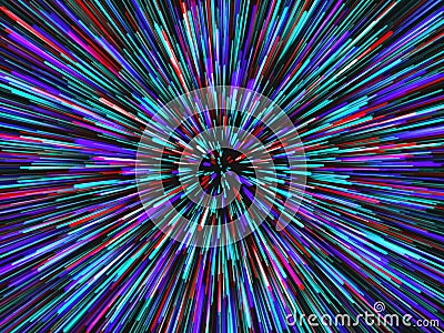 3D hyperspace zoom effect background Stock Photo