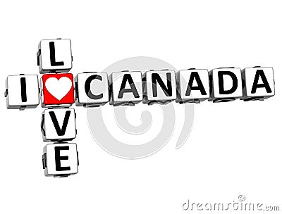 3D I Love Canada Crossword Stock Photo