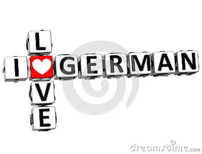 3D I Love German Crossword Stock Photo