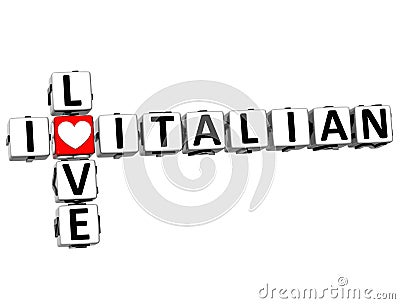 3D I Love Italian Crossword Stock Photo