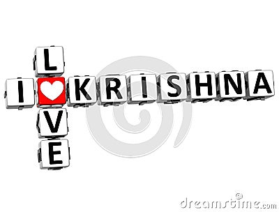 3D I Love Krishna Crossword Stock Photo