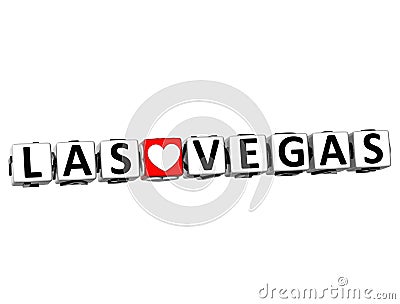 3D I Love Las Vegas Crossword Block text on white background Stock Photo