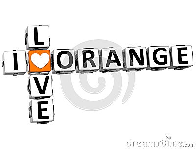 3D I Love Orange Crossword Stock Photo