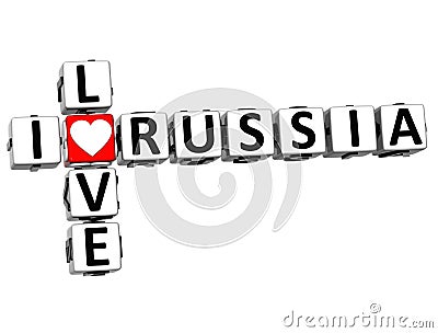 3D I Love Russia Crossword Stock Photo