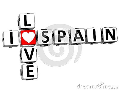 3D I Love Spain Crossword Stock Photo