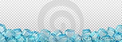 3d ice cube bottom border isolated background Vector Illustration