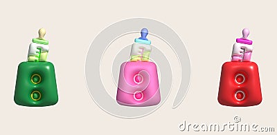 3d icon. Baby bottle warmer. for newborns to clean Vector Illustration